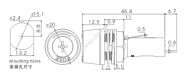 CFH052S-仪表板式保险丝座-余姚市乐声电器有限公司